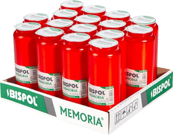 Wkłady olejowe do zniczy Memoria WO11c, 16 sztuk, czerwone
